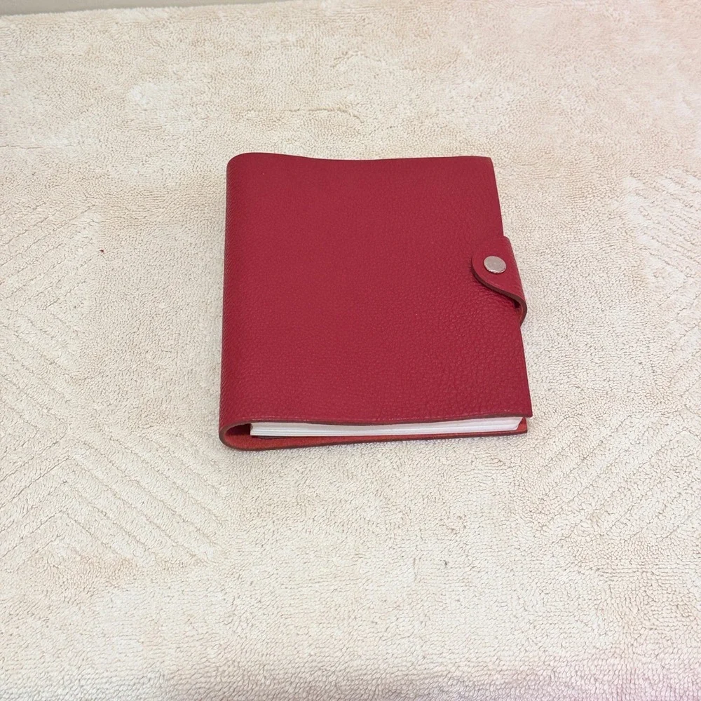 Hermès Paris Red Leather Ulysse Agenda Notebook Cover PM Refillable Planner Box